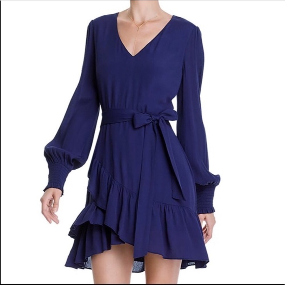 Aqua Navy Ruffle Dress